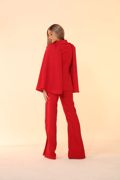Made for Allure bell sleeve jacket and split pants suit set