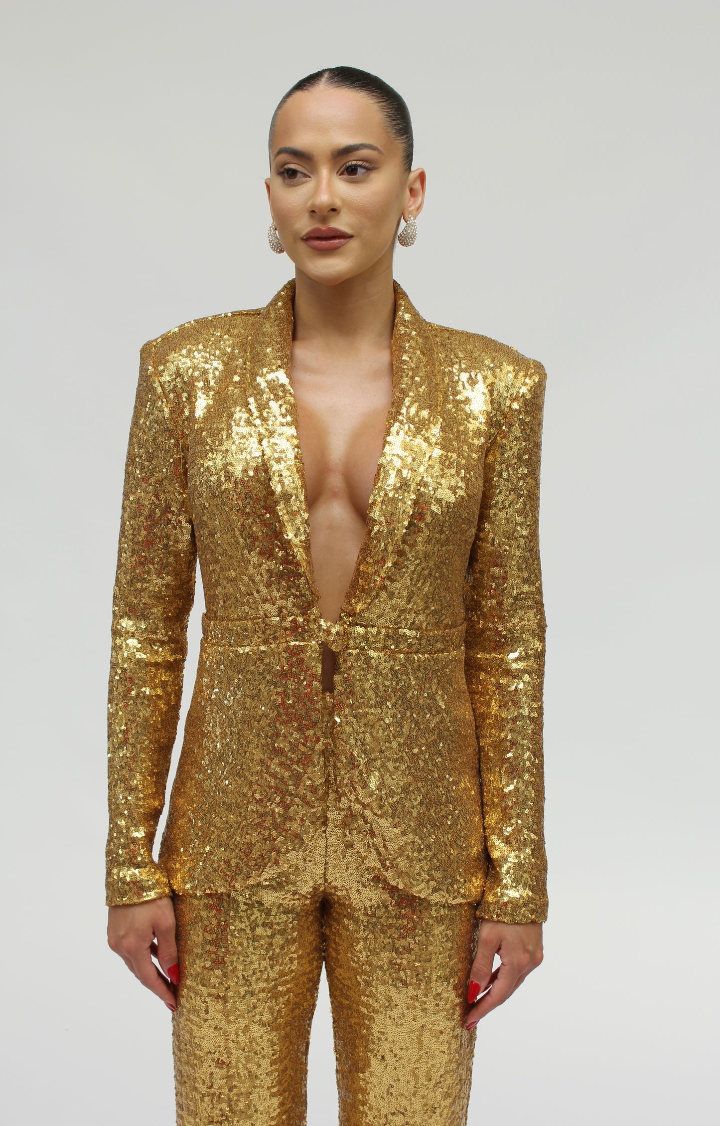 *Pre-Order Bold Duet solid color two piece sequin suit