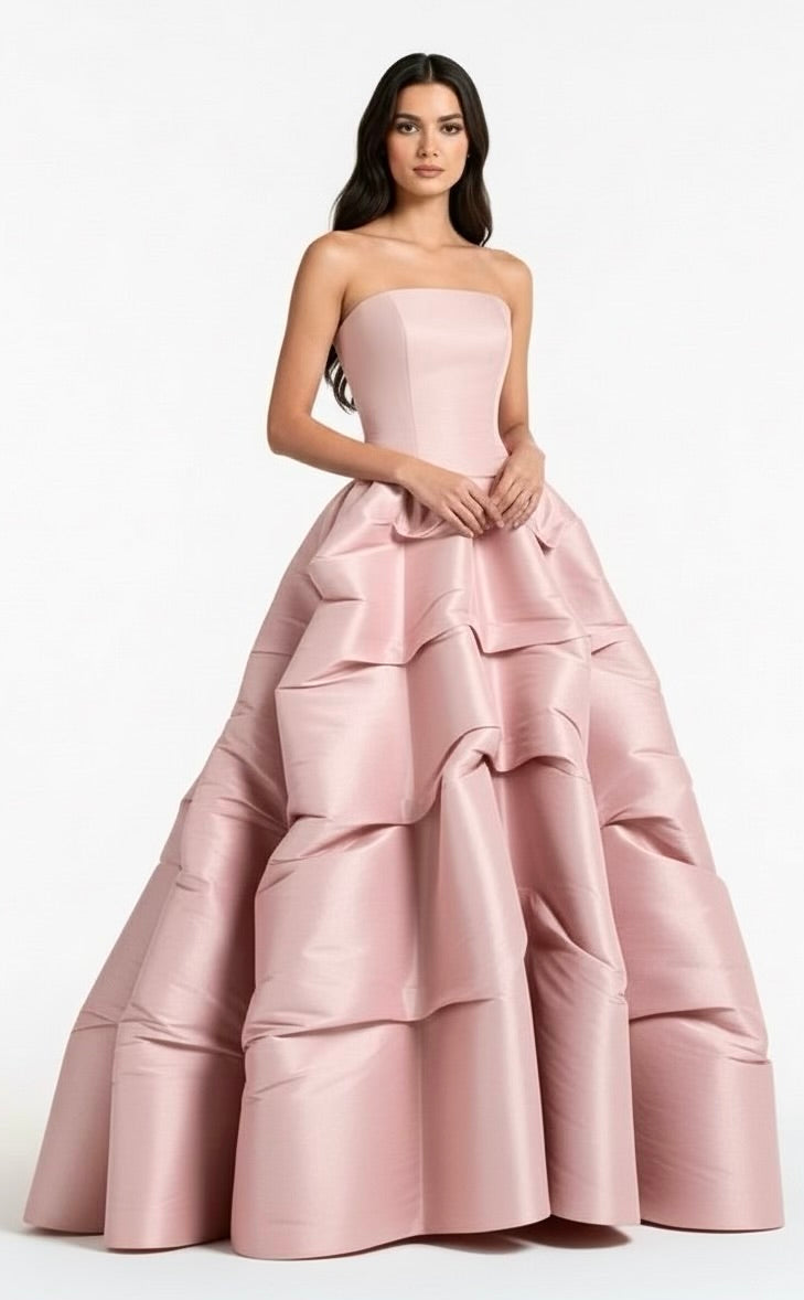 *Pre-Order Strapless corset taffeta gathered cupcake ball gown