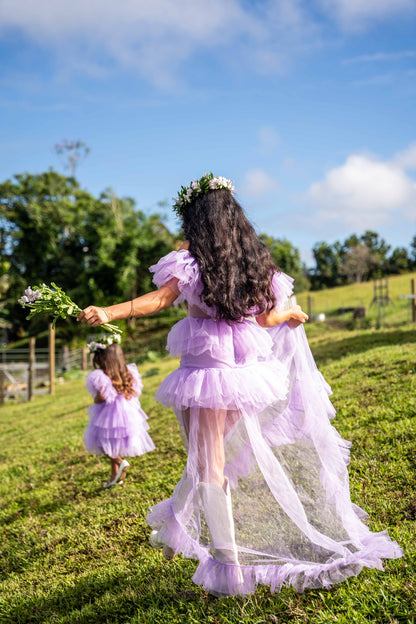 Mommy and Me Collection - Kids tulle bow back tie dress