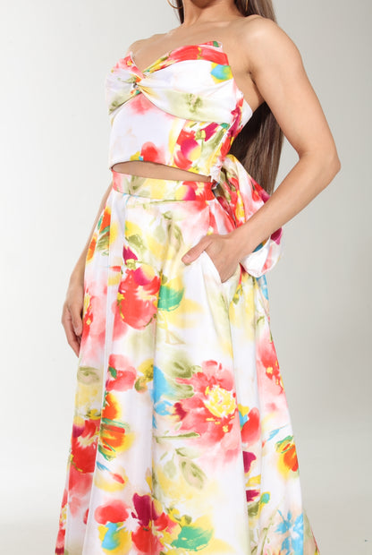 Floral bliss crop top and maxi skirt set