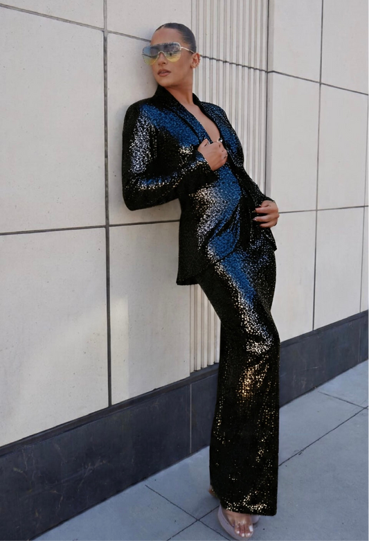 Pre-Order Sequin jacket and pants suit set