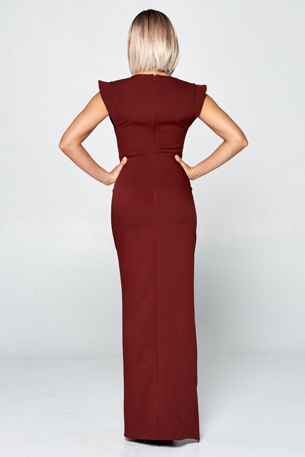 Square neckline side slit gown