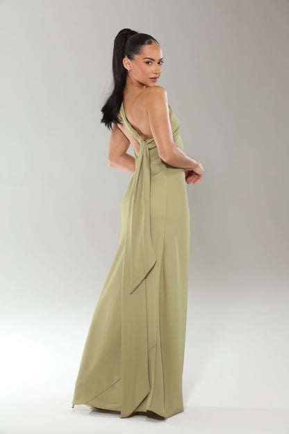 Evening to remember satin slit open back long formal dress