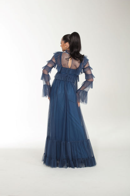 Elevated Elegance long sleeve tulle tiered gown