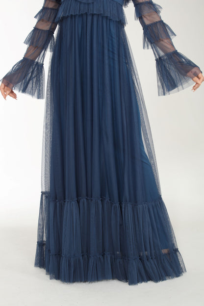 Elevated Elegance long sleeve tulle tiered gown