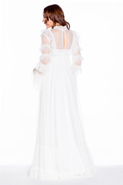 Elevated Elegance long sleeve tulle tiered gown