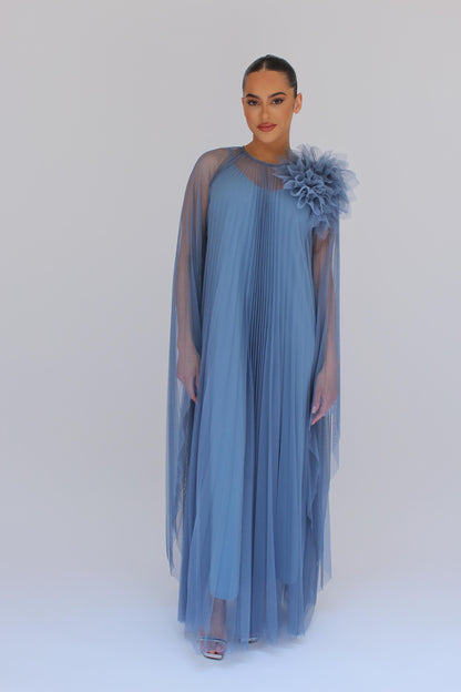 *Pre-Order Elegant event flower detail pleated tulle dress