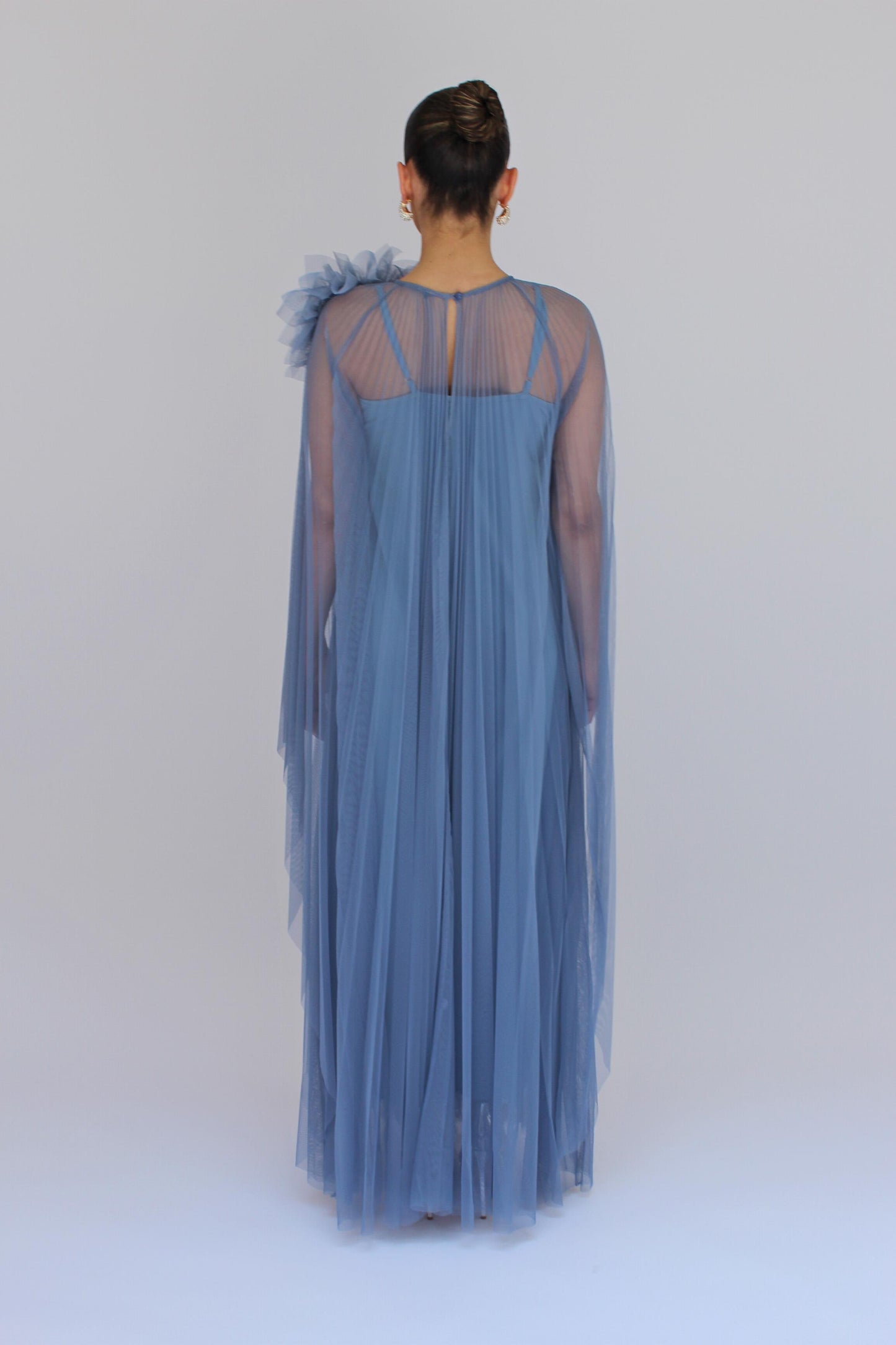 *Pre-Order Elegant event flower detail pleated tulle dress