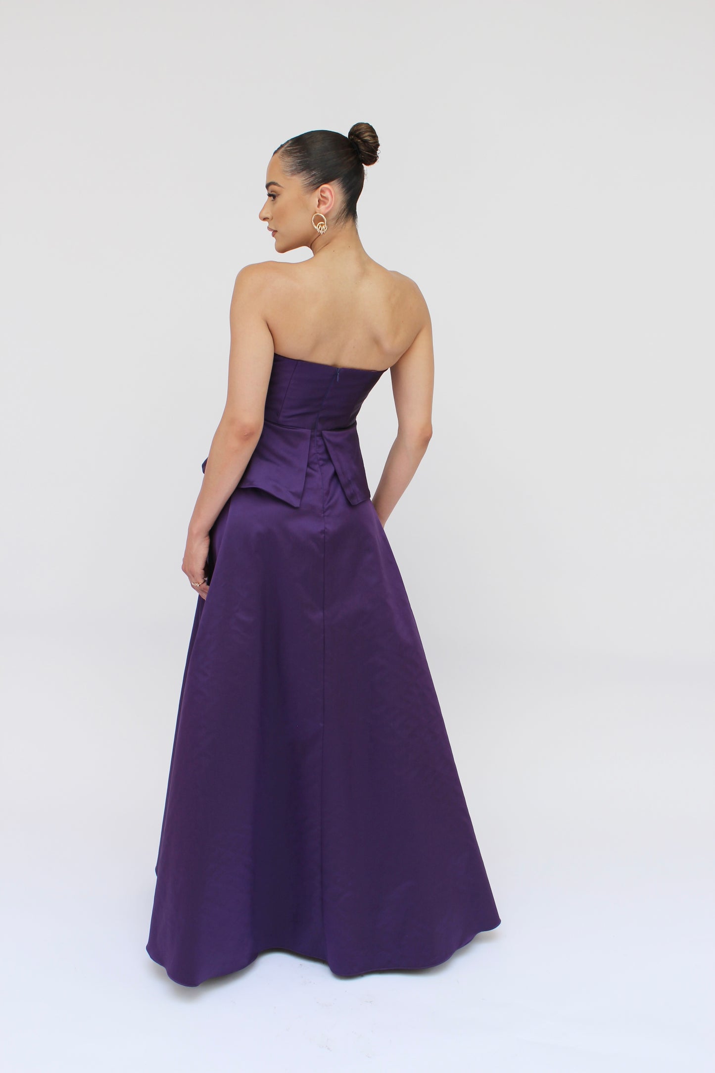 *Pre-Order Gia strapless bow peplum gown