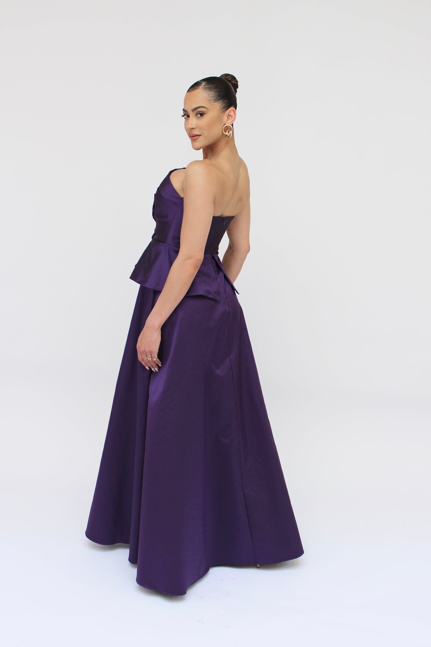 *Pre-Order Gia strapless bow peplum gown