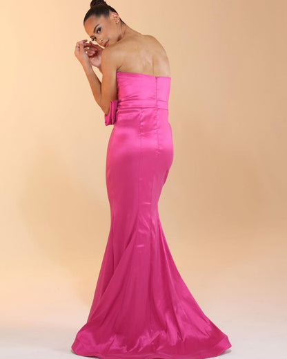 Strapless bow taffeta hourglass gown