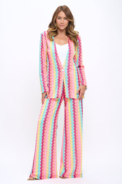 Missoni chevron print relaxed fit jacket and pants suit