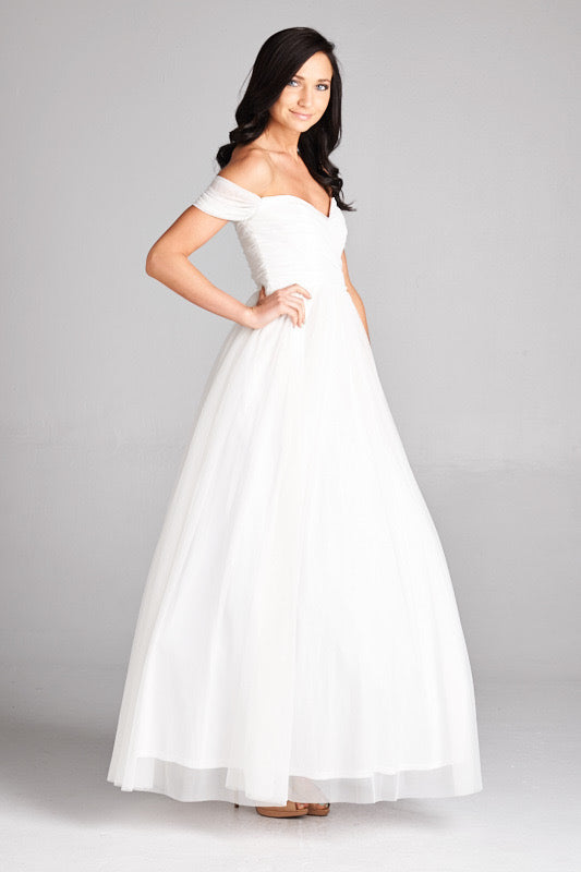 Majestic night off shoulder tulle gown