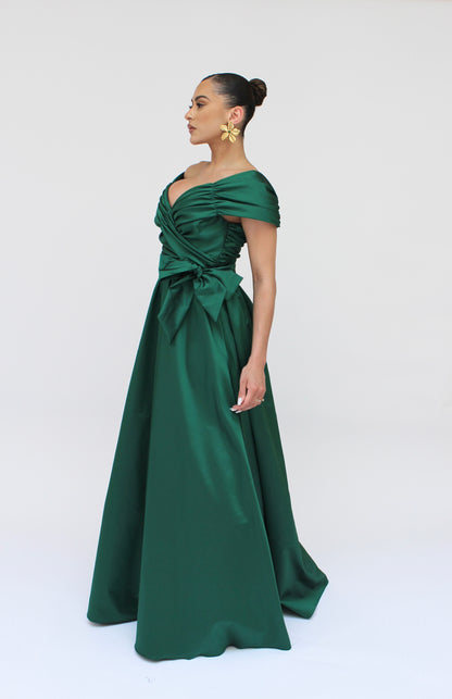 Behold the perfect off the shoulder gown