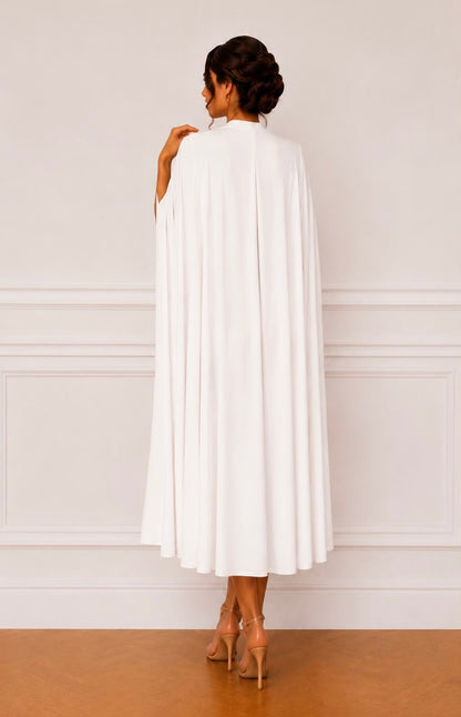 Strapless midi dress with matching cape jacket set