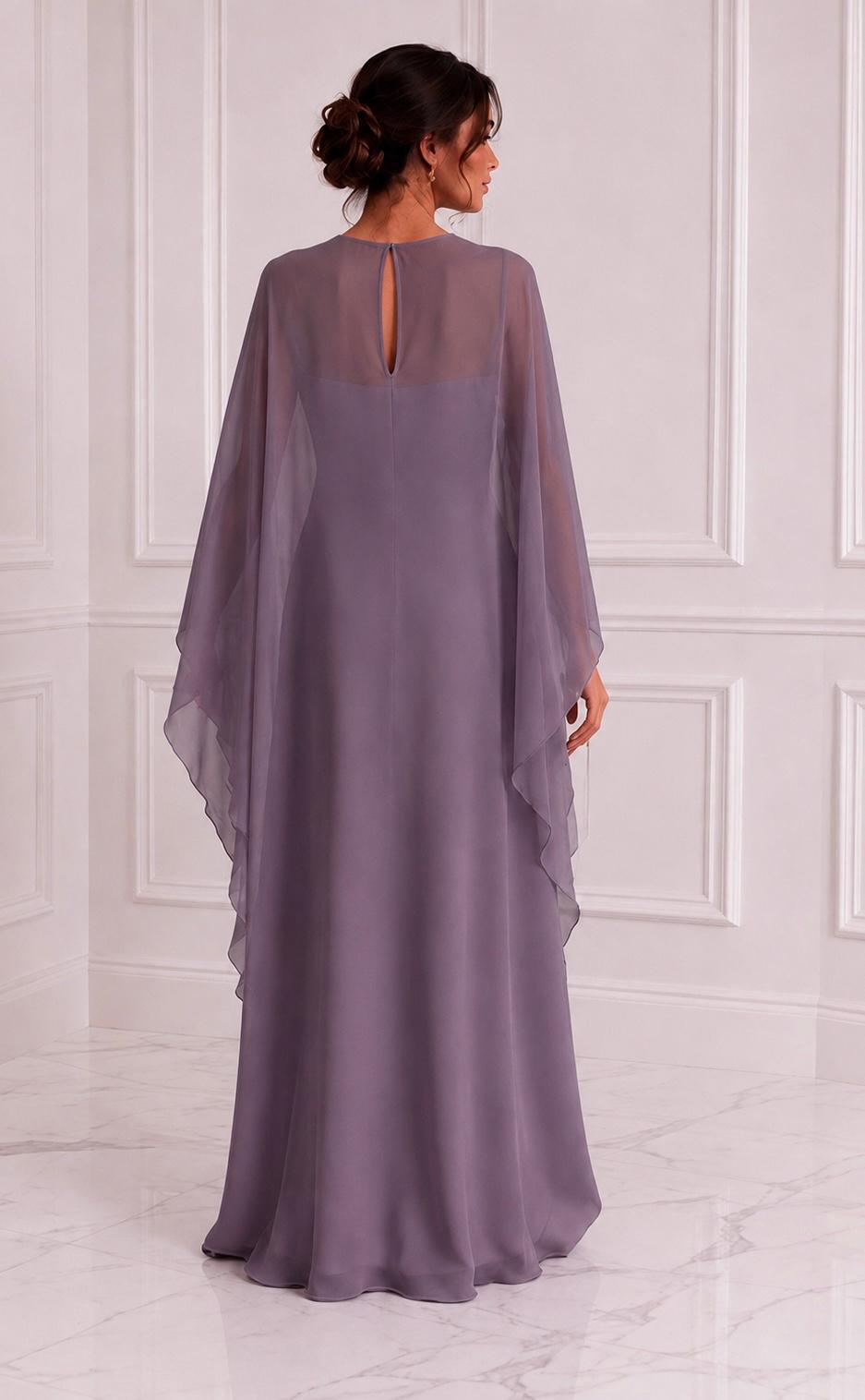 Chiffon maxi & detachable cape set