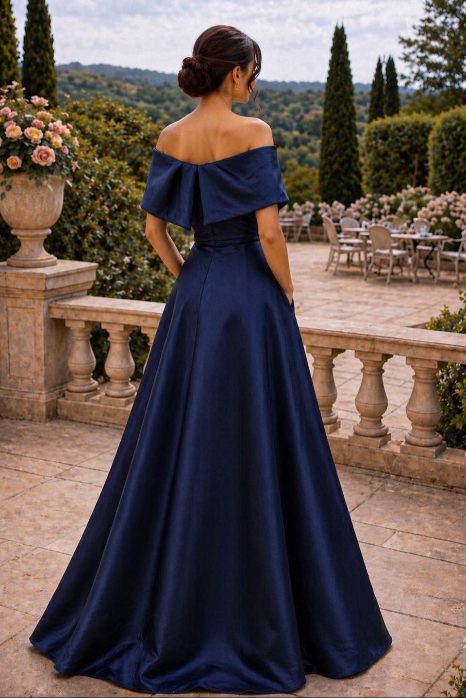 Off the shoulder taffeta ball gown
