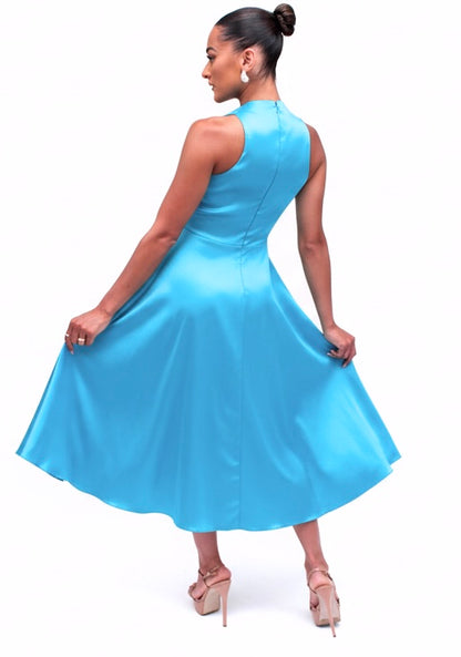 Delicate bow taffeta A-line midi dress