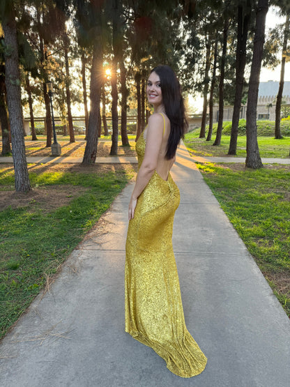 Natasha sequin open back hourglass gown