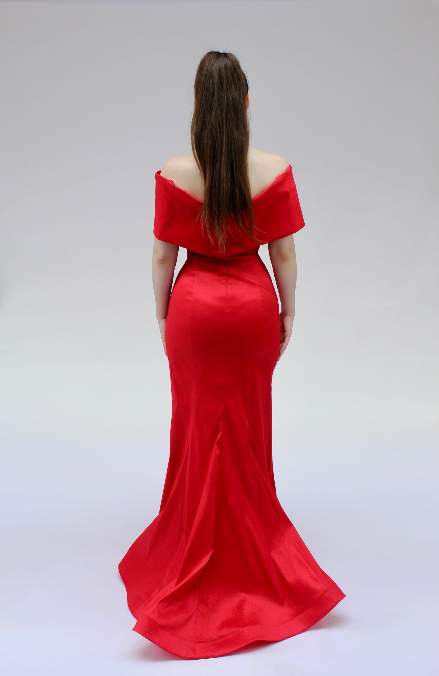 Iconic elegance off shoulder gown