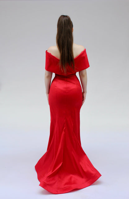 Iconic elegance off shoulder gown