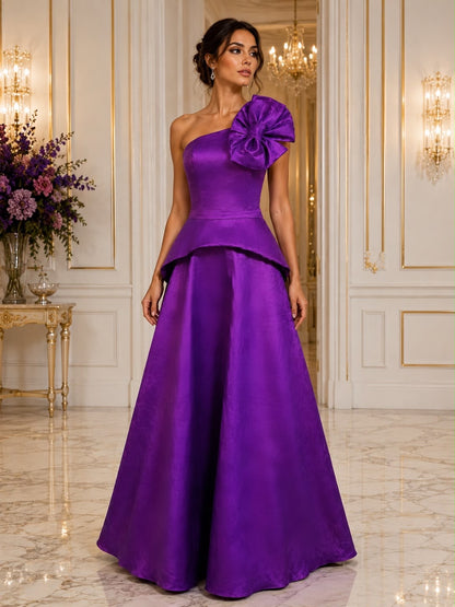 Strapless taffeta peplum ball gown