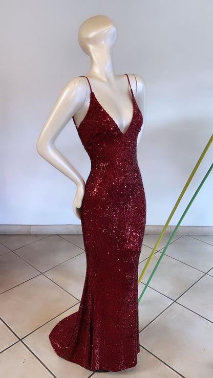 Natasha sequin open back hourglass gown