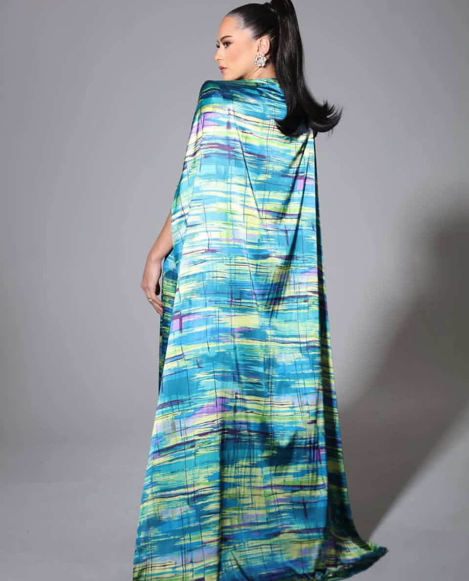 Colorful sunset cape and pants stripe print set