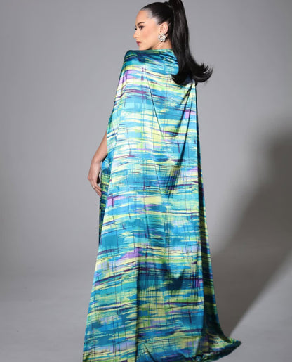 Colorful sunset cape and pants stripe print set