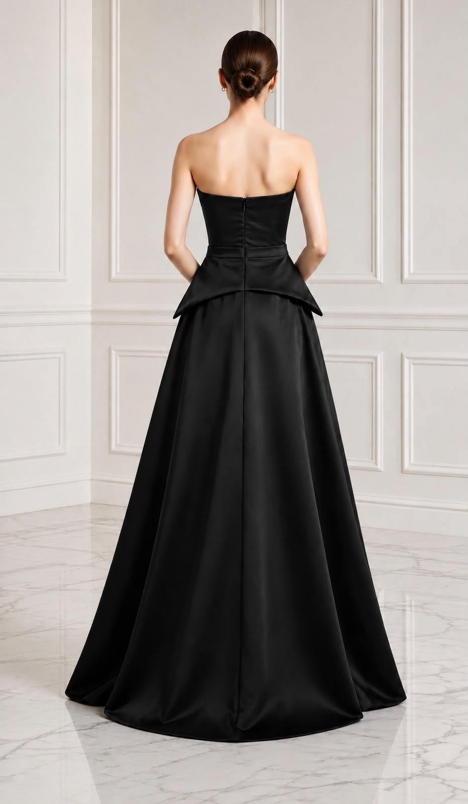 Strapless taffeta peplum ball gown
