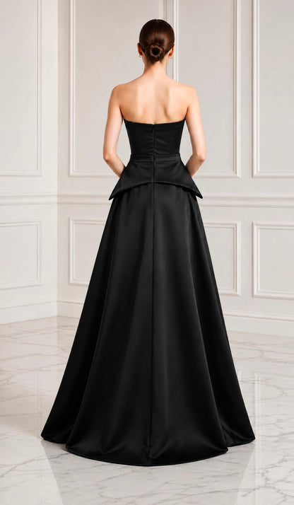 Strapless taffeta peplum ball gown