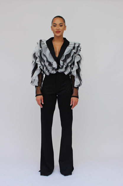 *Pre-Order Tulle bolero It girl jacket and split pants set