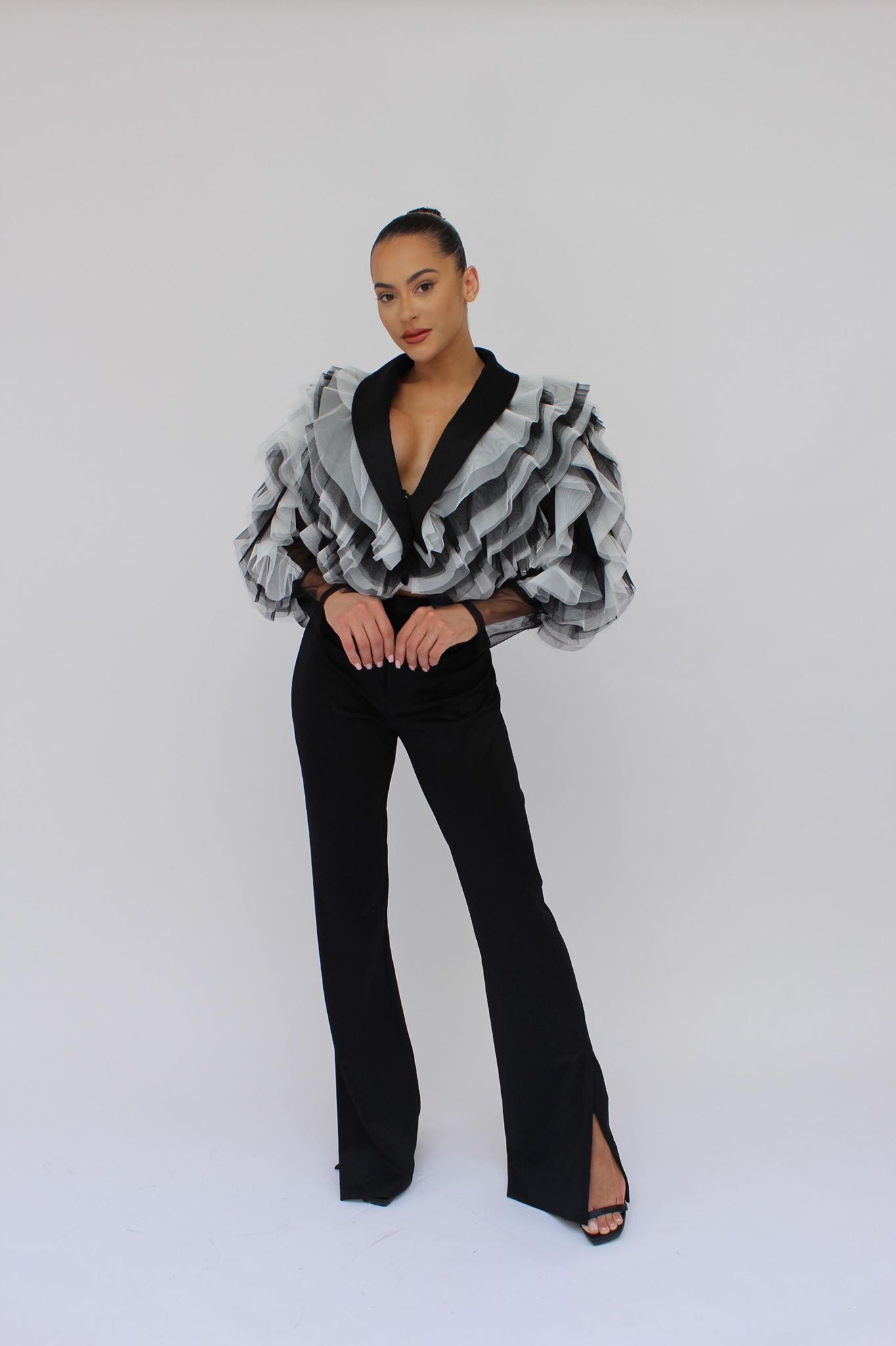 *Pre-Order Tulle bolero It girl jacket and split pants set