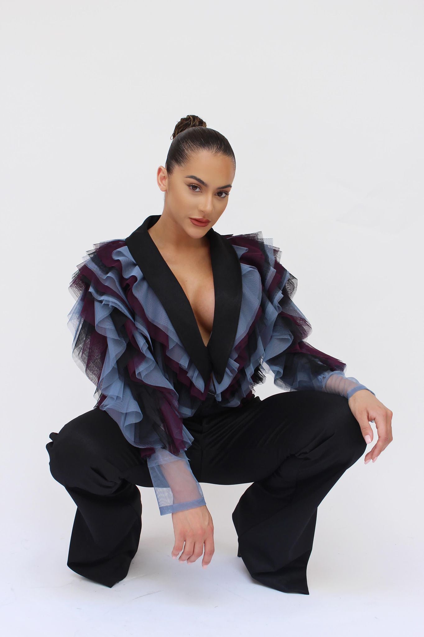 *Pre-Order Tulle bolero It girl jacket and split pants set