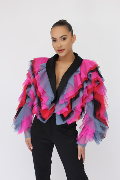 *Pre-Order Tulle bolero It girl jacket and split pants set