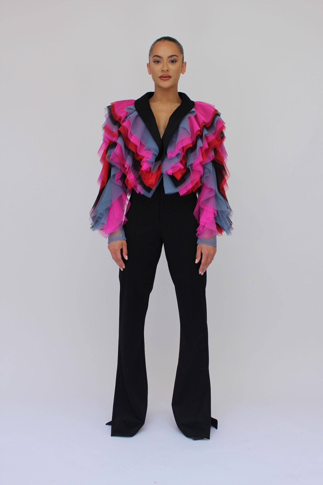 *Pre-Order Tulle bolero It girl jacket and split pants set