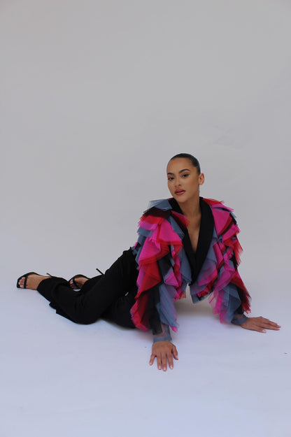 *Pre-Order Tulle bolero It girl jacket and split pants set