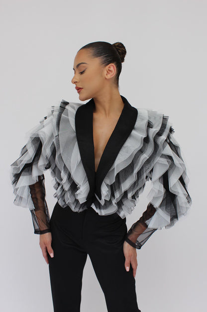 *Pre-Order Tulle bolero It girl jacket and split pants set