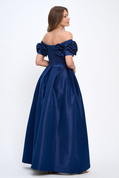 Blooming rose off shoulder taffeta gown
