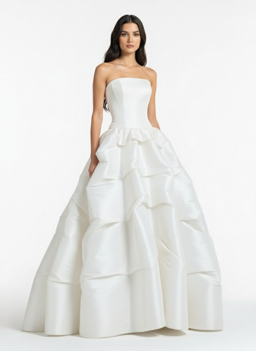 *Pre-Order Strapless corset taffeta gathered cupcake ball gown