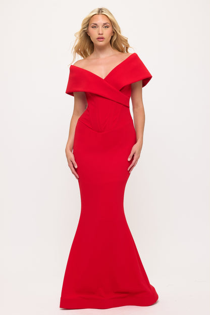 Off shoulder corset hourglass gown