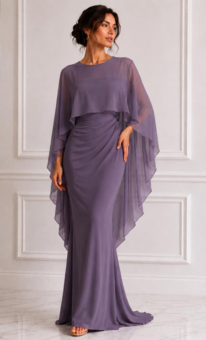 Chiffon maxi & detachable cape set
