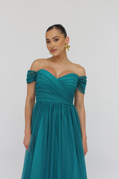 Majestic night off shoulder tulle gown