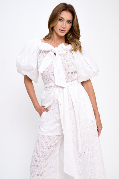 Cotton off shoulder top and bottoms two-piece set