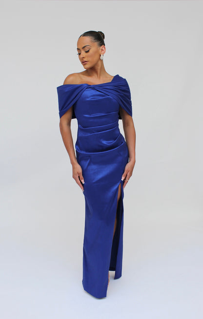 Good Evening off shoulder side slit gown