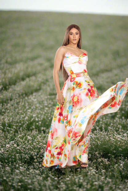 Floral bliss crop top and maxi skirt set