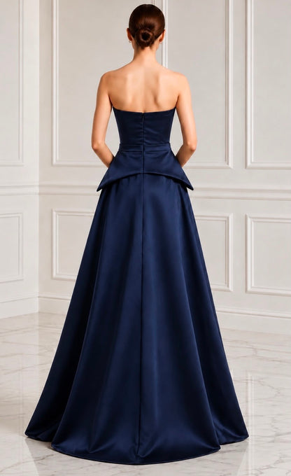 Strapless taffeta peplum ball gown