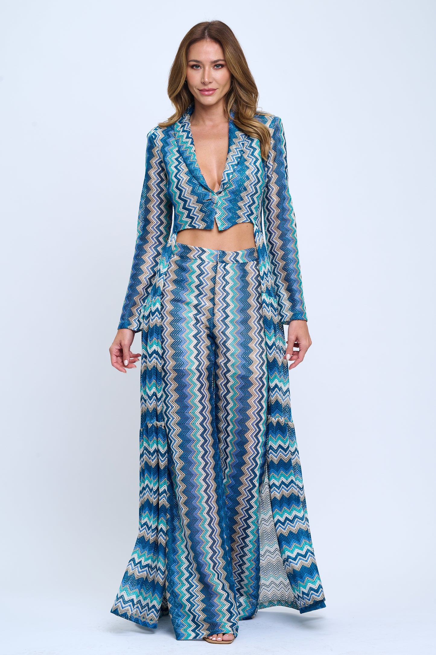 Missoni chevron zig-zag print jacket and pants suit set