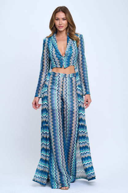 Missoni chevron zig-zag print jacket and pants suit set